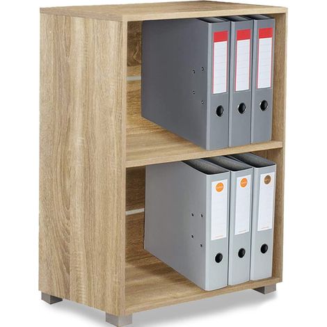 Bibliothèque Etagère Voile 2 Étagères Stockage de Documents et auvents Meuble Maison Bureau Livres Bibliothèque Armoire avec étagères Intérieur Étagère de Sol Structure en Bois (Chêne) (1/5)