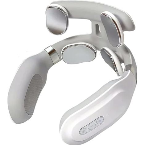 Massaggiatore cervicale con design a 4 testine – Massaggiatore cervicale elettrico riscaldato con delicata vibrazione – Allevia il dolore al collo e alle spalle per casa, ufficio e