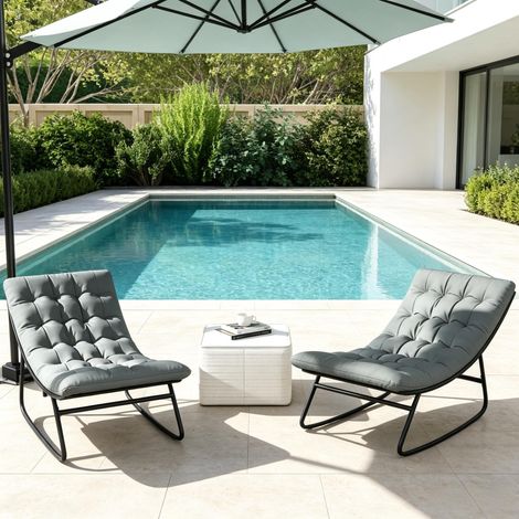 Fauteuil à bascule confortable, modèle double place élégant, chaise lounge polyvalente (lot de 2 fauteuils) (1/5)