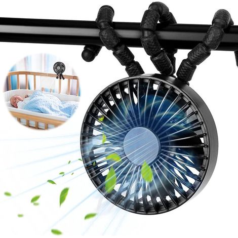 ventilateurs Pour Poussettes, Ultra Silencieux Ventilateur Usb Portable, Mini Fan Avec Trpied Flexible, 3 Vitessesc Avec Rechargeable, Pour Pousse (1/5)