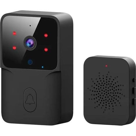 Adatto per il videocitofono wireless TUYA con telecamera HD WiFi, rilevamento di movimento PIR e sistema di monitoraggio dell'ingresso per la sicurezza domestica (nero) (1/3)