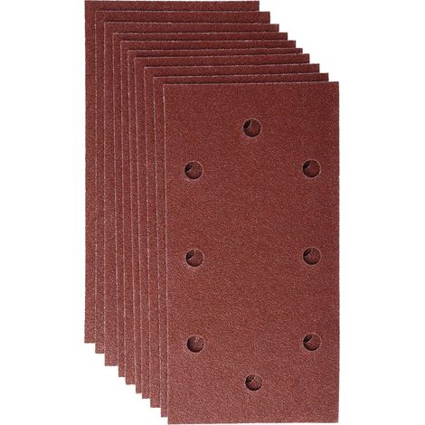 Lot de 10 Feuilles abrasives 93x185mm 8 trous Grain 80 pour Ponceuses vibrantes Bois Métal (1/5)