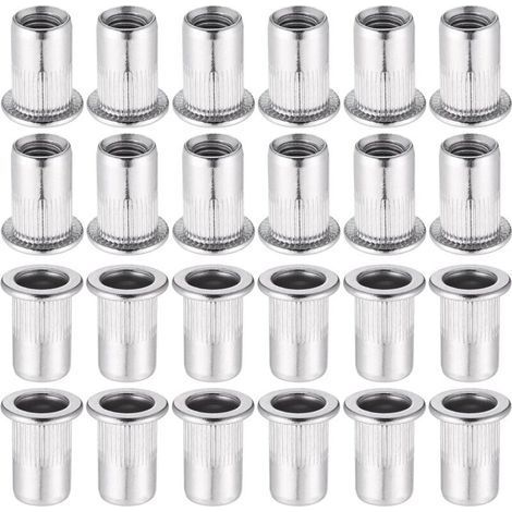 60 Pièces 304 Ecrou a Sertir M8 en Acier Inoxydable Tête Plate Ecrou Aveugle Rivet Fileté Ecrou a Rivet pour pince à insert fileté (1/5)