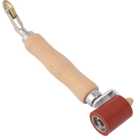 Rouleau à joints en silicone double usage de 40 mm, roue en laiton, manche en bois, rouleau plat pour papier peint et soudure PVC/TPO, rouge (1/5)