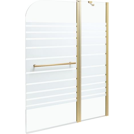 Mampara de baño minimalista con puerta de vidrio templado dorado 140 x 120 cm Tuapi