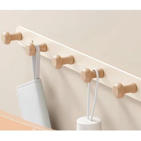 Perchero de pared de madera, gancho de pared para abrigos, ganchos de pared para abrigos para baño, cocina y dormitorio (haya natural) (1/5)