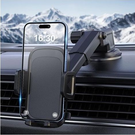 Kfz-Handyhalterung, 360° drehbare Kfz-Handyhalterung mit Saugnapf, Ein-Knopf-Entriegelung für Smartphones von 4-7 Zoll (iPhone 14, 13, 12, Samsung Galaxy S22) (1/5)