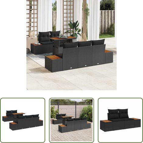 Salle à manger extérieur - Ensemble de salle à manger pour jardin 6 pcs Noir et Marron (1/5)