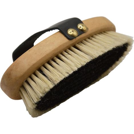 Spazzola in legno con passante in pelle con setole naturali 2 cm per cavalli