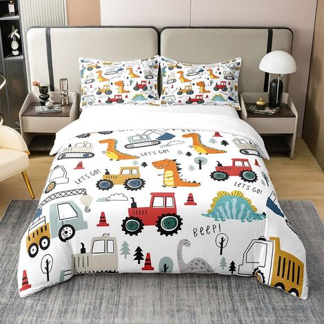 Housse de Couette 220x240cm Enfants Dessin animé Dinosaure Literie Set Équipement Camion Parure de lit Voiture Kawaii Jungle Dino Ensemble de Literie (1/5)