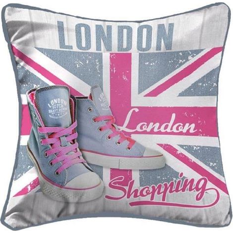 Coussin passepoil 40 x 40 cm Londres girly (1/2)