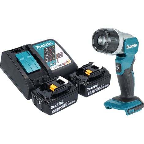 Makita DML 808 RT lampada portatile a batteria 14,4 / 18 V 190 lm LED + 2x batteria ricaricabile 5,0 Ah + caricatore