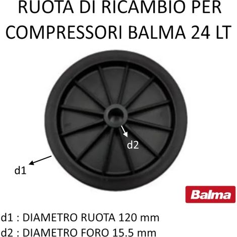 RUOTA DIAMETRO 120 MM RICAMBIO X COMPRESSORE BALMA 24 LITRI
