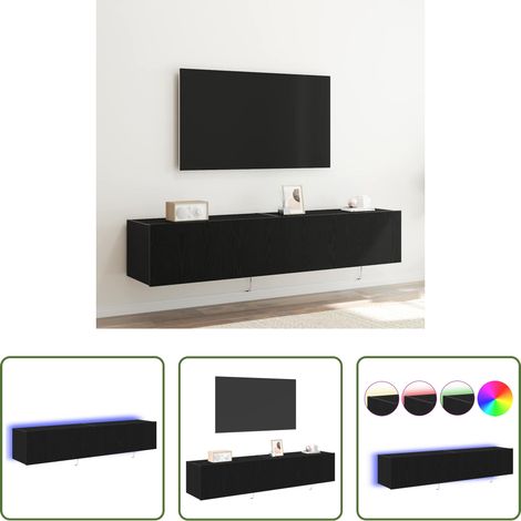 Meuble tv mural -  Meuble TV mural Montage mural 2 pcs Chêne noir 80 x 35 x 31 cm (1/5)