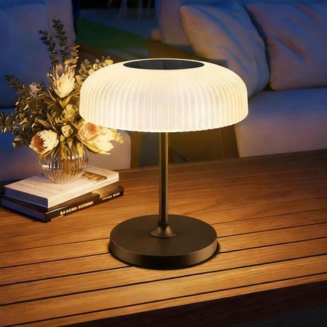 Lampe de table solaire d'extérieur avec batterie 4000 mAh, USB-C, gradation tactile (blanc chaud + froid), pour jardin, terrasse et intérieur (1/5)