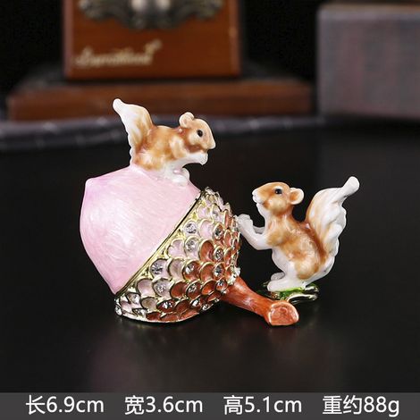 (Rose) Boîte à bijoux en émail raffinée pour ranger bagues, boucles d'oreilles et autres accessoires (1/5)
