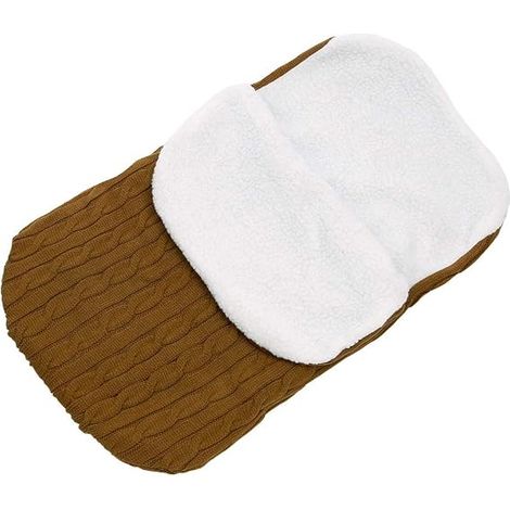 Bébé polaire enveloppé sac de couchage épaissi tricoté chaud sac de couchage laine poussette sac de couchage marron (1/2)