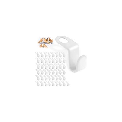 50 Pièces Crochet Gain de Place pour Cintre, Crochets pour Cintres Plastique,Crochet pour Cintre,Crochet de Connexion de Cintre,pour Porte Cravates Organisateur de Garde Robe (Blanc) (1/4)