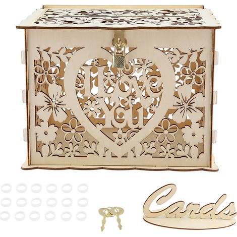 Boîte à cartes de mariage avec clés, coffret cadeau DIY pour argent, idéal pour anniversaire et fête (1/5)