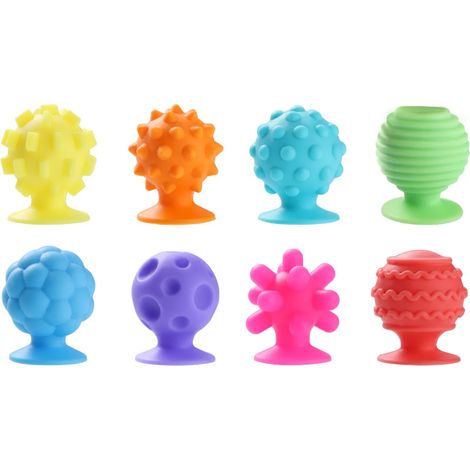 8 jouets sensoriels anti-stress pour adultes et ados, 8 pièces avec ventouses texturées, jouets apaisants silencieux pour étudiants (1/5)
