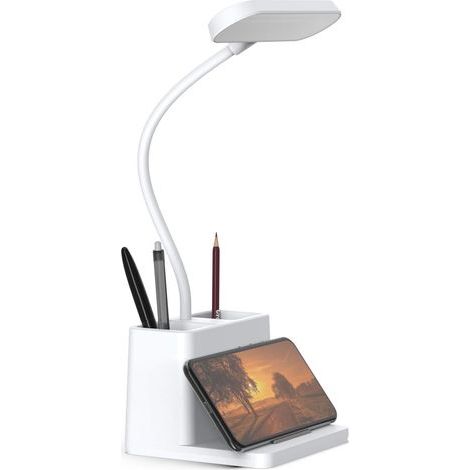 LED-Schreibtischlampe mit Stifthalter, Computer-/Büroleuchte – Weiß, wiederaufladbar, augenschonend (1/5)