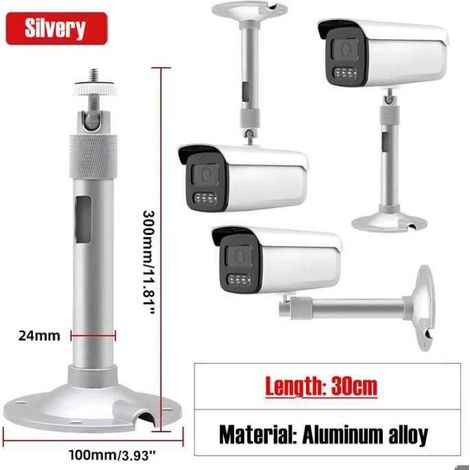 Support mural pour Mini projecteur blanc/noir/argent,support de plafond,support de caméra de vidéosurveillance- Silver 30cm