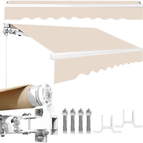 TolleTour Tenda da sole manuale per terrazza 3,5x3 m Tessuto premium 280 g/m² Tenda da sole manuale in alluminio e tessuto resistente ai raggi UV beige (1/5)