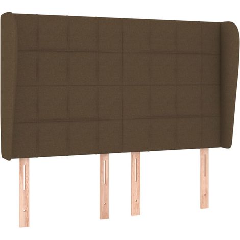 Testiera Testata del letto ad Orecchio MarroneScuro147 x 23 x 118/128cm inTessuto (1/5)