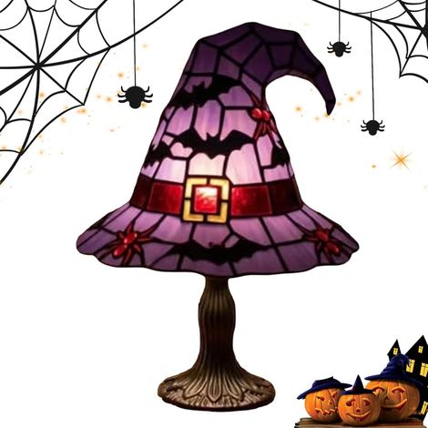 Lampe chapeau de sorcière d'Halloween, chapeau de sorcière de vacances, décoration de nuit  Lampe de bureau créative d'Halloween pour table à manger, balcon, cuisine, cave, chambre à coucher (1/5)