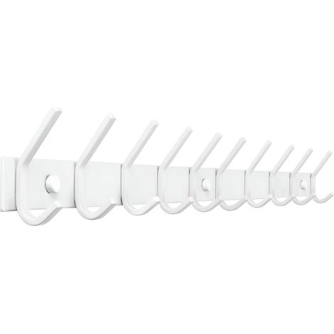 TOJ Living Porte-manteau mural 20 crochets – Patère murale / porte-serviettes – Style industriel & moderne – Acier inoxydable – 78 cm – blanc (1/5)