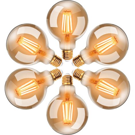 Ampoules LED Edison Vintage G95 E27, Blanc Chaud 2200K, Ampoule Rétro à Filament, 6W Equivalent à 54W, Non-Dimmable, Lot de 6 (1/5)