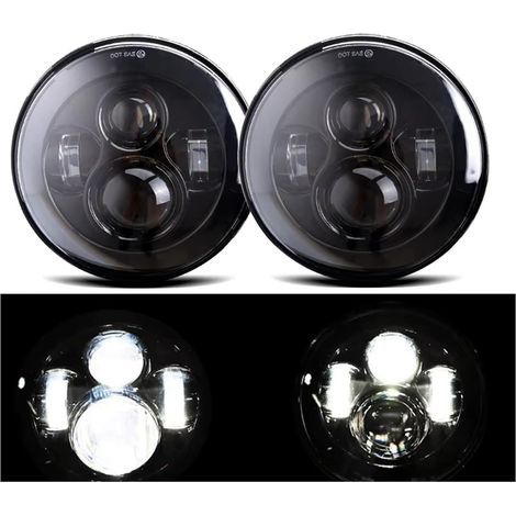 x 7-Zoll-LED-Scheinwerfer, runde Halo-Ringe, Aluminium, Tagfahrlicht, für Nissan Patrol Y60, Safari, Mercedes-Benz G55 (1/5)