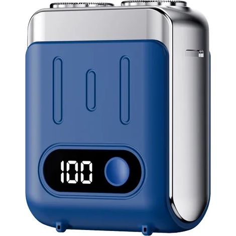 Rasoir électrique pour homme (bleu) à double lame magnétique flottante, mini et portable. (1/5)