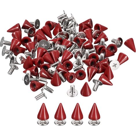 100 Ensembles Cône Pointes Clous 7x10mm Vis Dos Rivet Rouge (1/5)