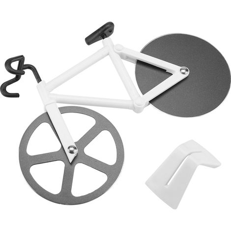 Fashionable Bicycle Bike Model Pizza Knife Pies Dual Wheel Cutter Chopper Kitchen Tool White (1/5)