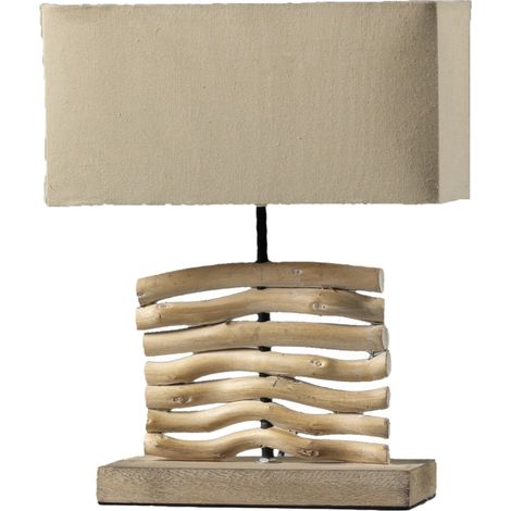 lampada da tavolo "marica" in legno e stoffa, e27 (1/3)