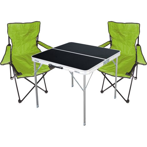 3-teiliges Campingmöbel Set schwarz - lime-MMC330883B+2xMPO2470 (1/5)
