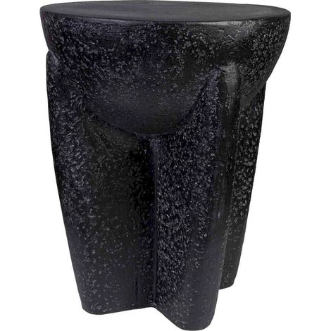 table d'appoint contemporaine noire en bois forme irrégulière - noir effet bois sculpté (1/5)
