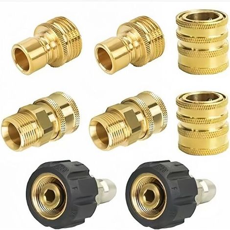 Satz mit 8 3/8" M22-14 Messing-Schnellverbindern – Außengewinde/Innengewinde für Hochdruckreiniger (1/4)