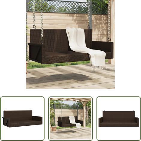 Schaukelbank - Hängebank Braun 119x56x48 cm Poly Rattan (1/5)