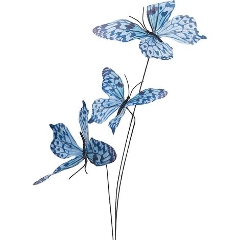 Branche décorative avec papillons bleus en textile pour intérieur 10 x 10 x 65 cm - PANGIVO (1/2)