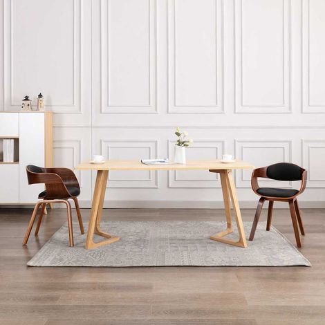 vidaXL Sillas de comedor 2 unidades madera curvada y cuero sintético (1/5)