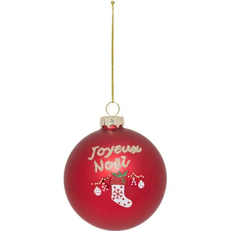 Palla di vetro decorazione di natale d.8cm rosso - Feeric lights & christmas