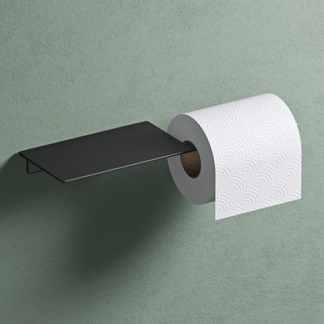 Mai & Mai Porte-Papier Toilette Dérouleur Mural en Acier Inoxydable Porte-Rouleau Stable Noir Mat Rangement WC avec Étagère 300×97,6×30 MM Lino-01 (1/5)