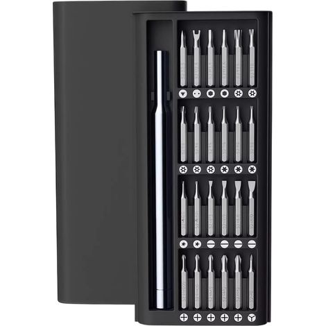 Kit Tournevis Précision 25 en 1, embouts magnétiques boîte manuel Outil de réparation pour lunettes, montres, téléphones, appareils électroniques et ordinateurs (1/5)