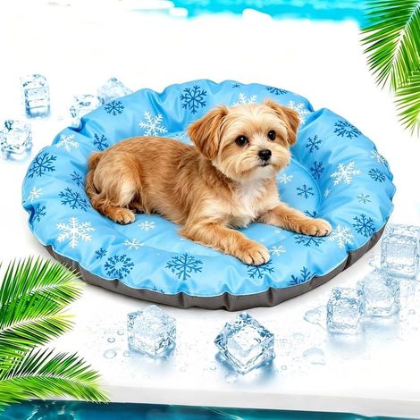 Tapis Rafraichissant Chien, Rond Tapis Chat Rafraîchissant, 50cm,Anti-Griffures, Coussin Refrigerant pour Chien, Rond Tapis de Refroidissement, Coussin Rafraichissant Animaux (Bleu)