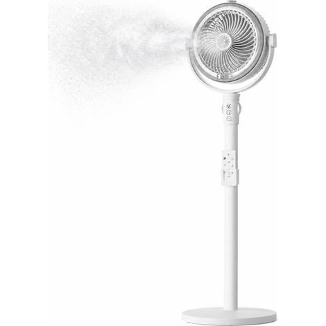 Ventilateur brumisateur d'extérieur portable avec télécommande, ventilateur sur pied oscillant à 4 vitesses avec minuterie (blanc) (1/5)