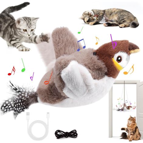 Oiseau pour Chat, Jouet Chat Interactif, Jouet pour Chat, Flappy Bird Chat, Bird Flapping Chirping Bird Cat Toy, Livré avec Un Chargement USB pour Que Les Chats Puissent Mordre Et Mâche (A) (1/5)