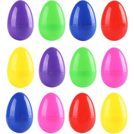 12 œufs de Pâques colorés à remplir, décorations artisanales pour panier, accessoires pour jeux de fête (1/5)