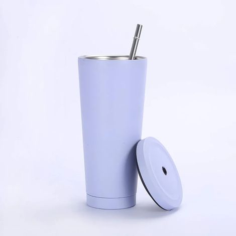 Gobelet en acier inoxydable 750ml/25oz, tasse isotherme sous vide, bouteille de voyage, verre thermique pour boissons froides avec paille et couvercle anti-fuite, idéal pour boissons glacées ou chaude (1/5)